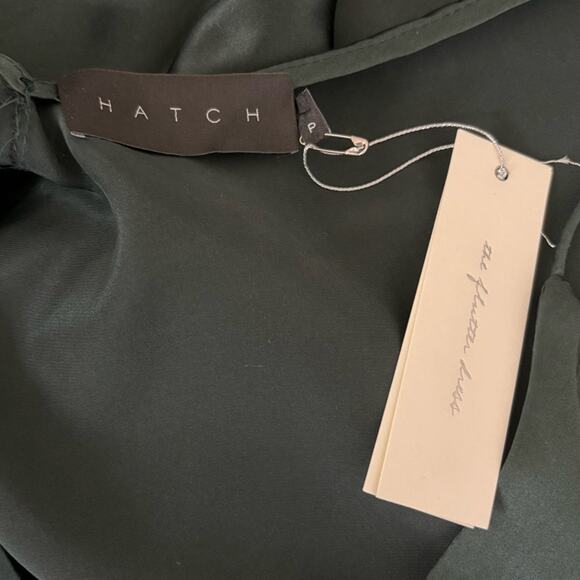 NWT Hatch Flutter Cami Slip Ruffle Silk Midi Dress Dark Green P One Size Petite - Picture 10 of 10